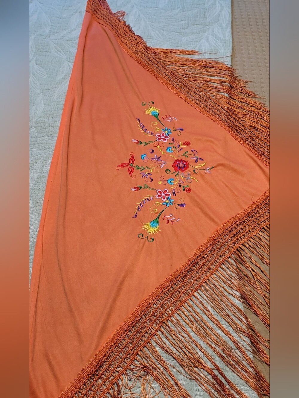 ๐10 for $10๐ Bundle and save Embroidered Orange Fringe Shawl